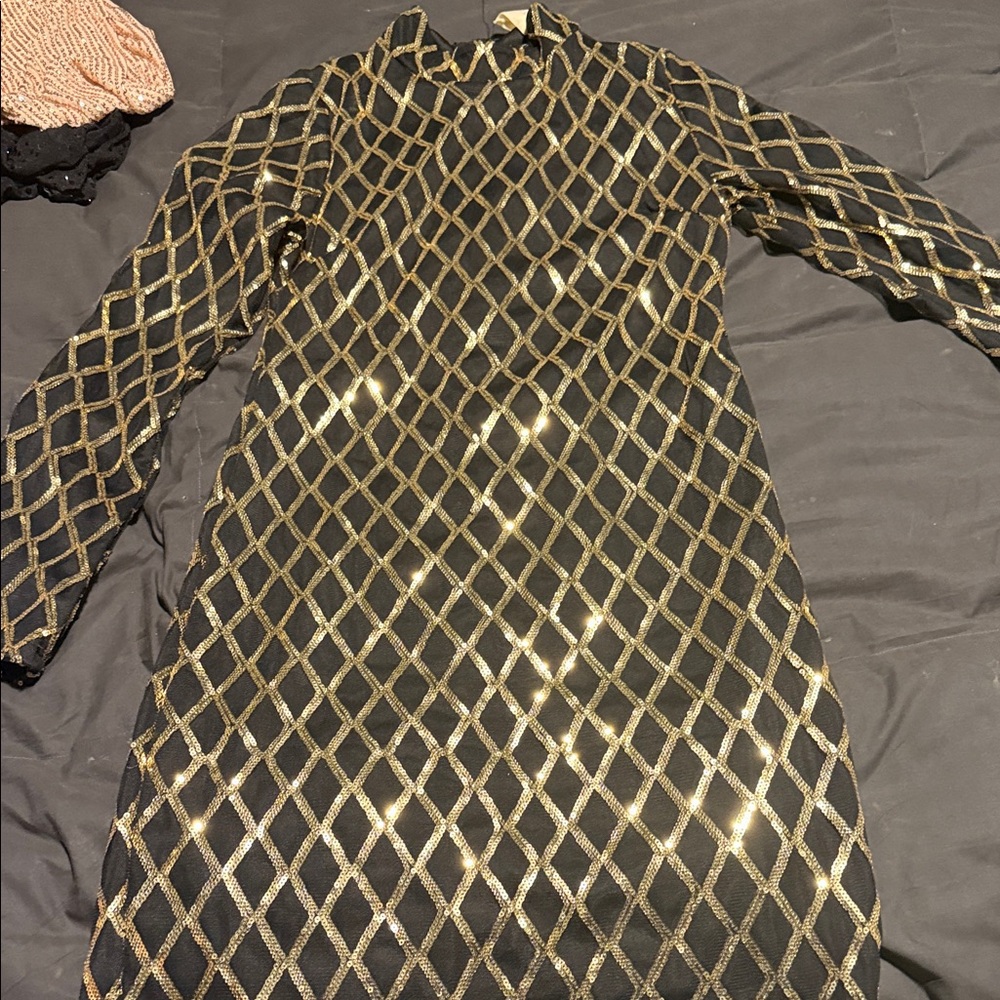 Elegant Black and Gold Women's Dress